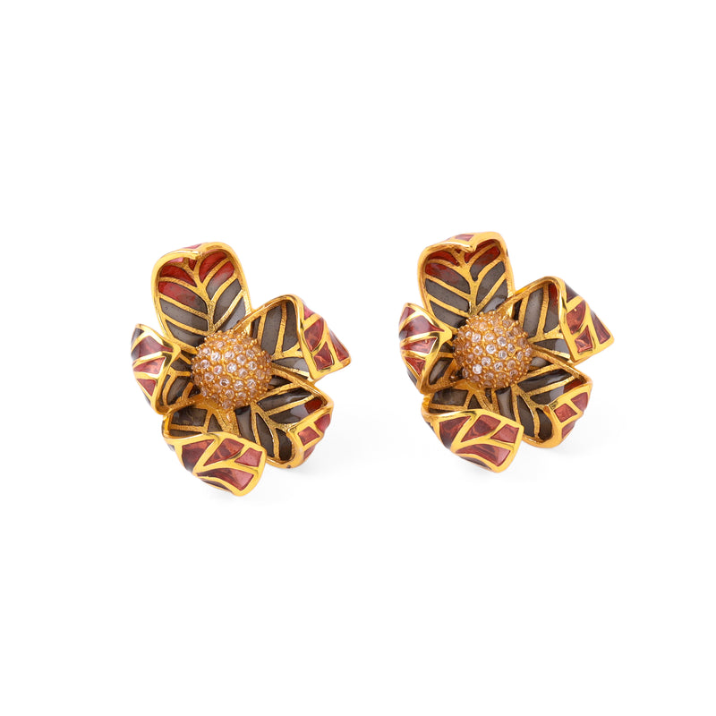 Indian Traditional Design Handmade Fabulous Flower Design 22 K 22 Carat  Yellow Gold Hand Carved Stud Earring Women's Stylish Jewelry Er137 - Etsy